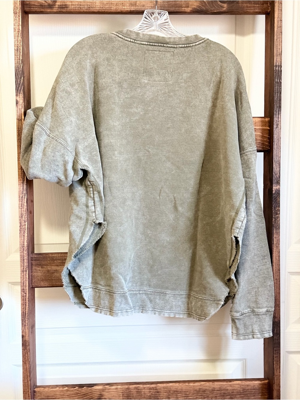 Pebby Forevee Side Slit Crewneck in Olive - Picture 5 of 5